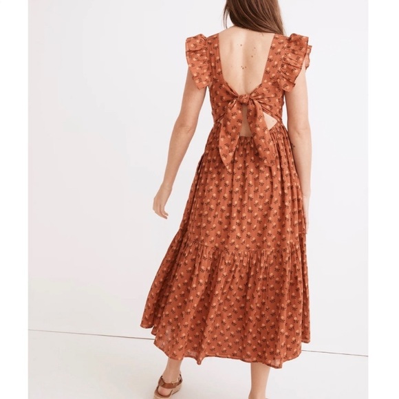 Madewell Ruffle-Strap Tiered Midi Dress in Wild Calendula Block-Print - Picture 3 of 11